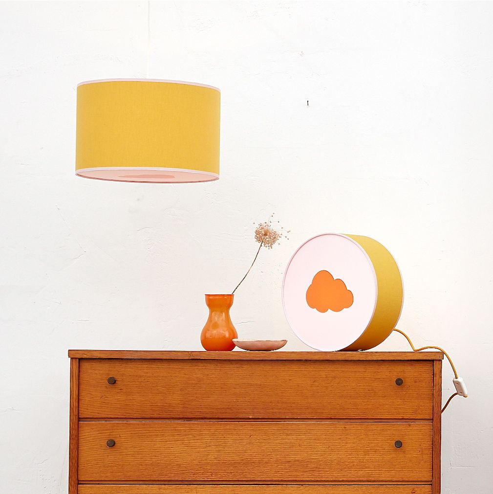 Lanterne magique vintage jaune hexagonale fabriquée en France lumière déco  chambre enfant - chat perché