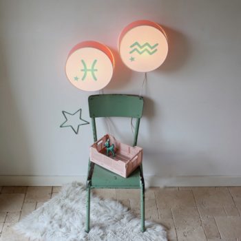 Lampe astro rose blush signe vert pâle
