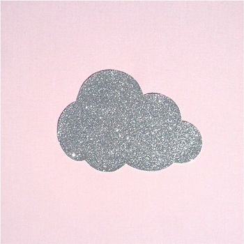 Applique coton rose pâle nuage argent pailleté