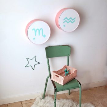 Lampe astro rose blush signe vert pâle