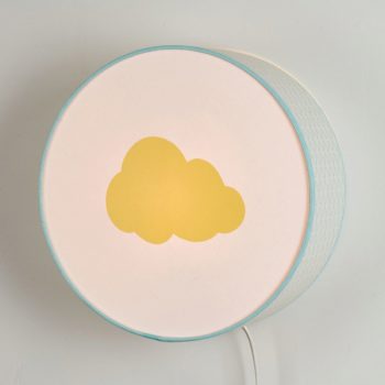 Lampe à poser ou à accrocher vagues bleu clair nuage jaune pastel