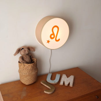Lampe astro beige signe orange terracotta
