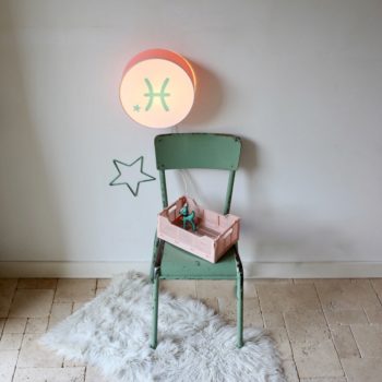 Lampe astro rose blush signe vert pâle