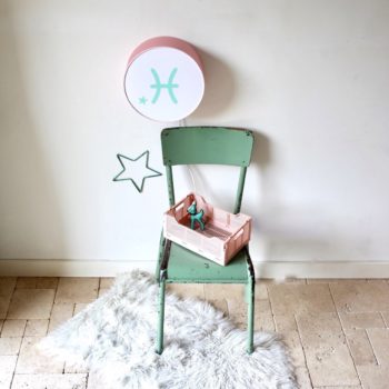 Lampe astro rose blush signe vert pâle