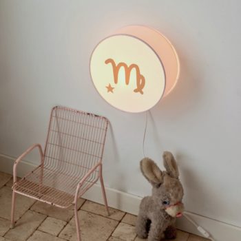 Lampe astro rose poudré signe beige