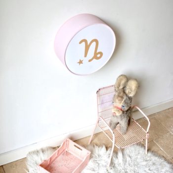 Lampe astro rose poudré signe beige