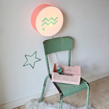 Lampe astro rose blush signe vert pâle