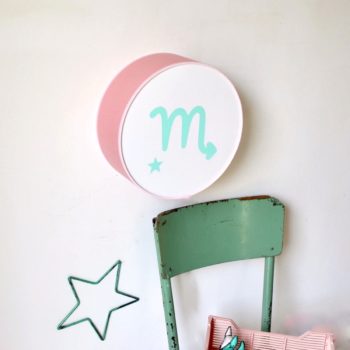 Lampe astro rose blush signe vert pâle