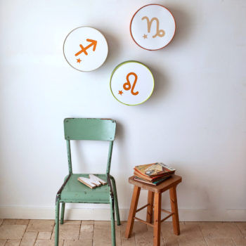 Lampe astro verte signe orange terracotta