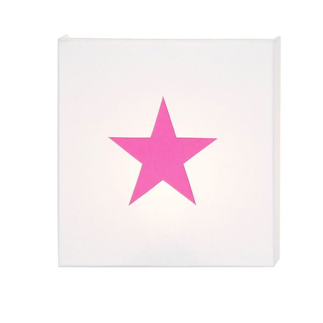 Applique coton blanc étoile rose fluo