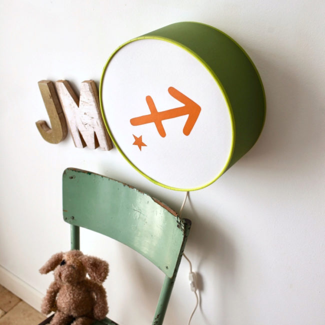 Lampe astro verte signe orange terracotta