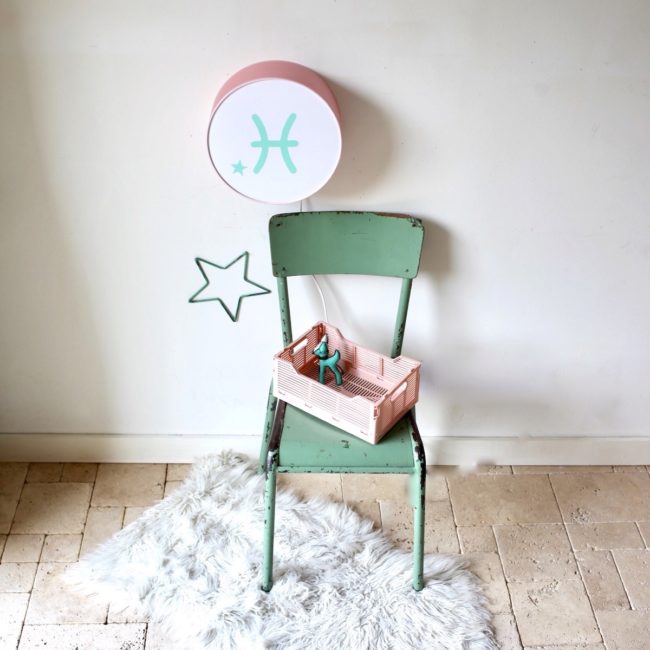 Lampe astro rose blush signe vert pâle
