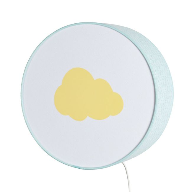 Lampe à poser ou à accrocher vagues bleu clair nuage jaune pastel
